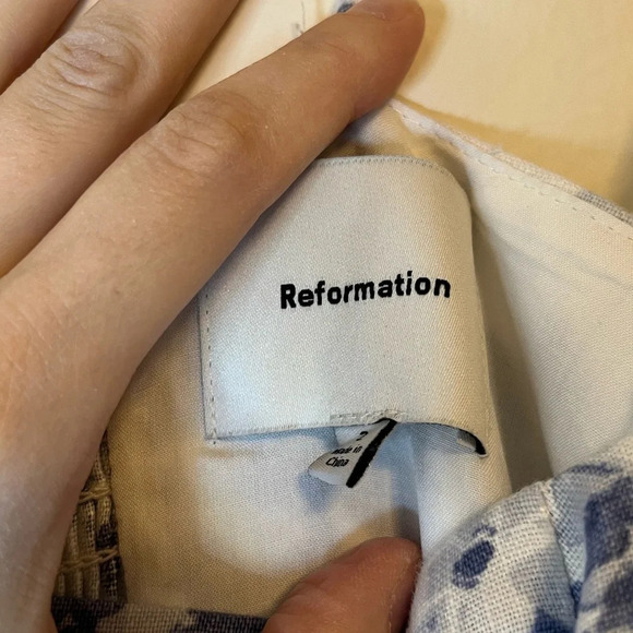 Reformation Monette Linen Floral Maxi Midi Dress Larkspur Blue White size 2 - Picture 4 of 7